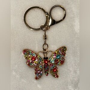 NEW Colorful Rhinestone Butterfly Purse Charm/Keychain